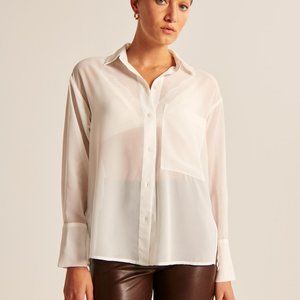Abercrombie & Fitch Long Sleeve Sheer Button-Up (Size: M)